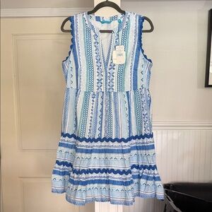 Tori Richard Blue and White Mini Dress
